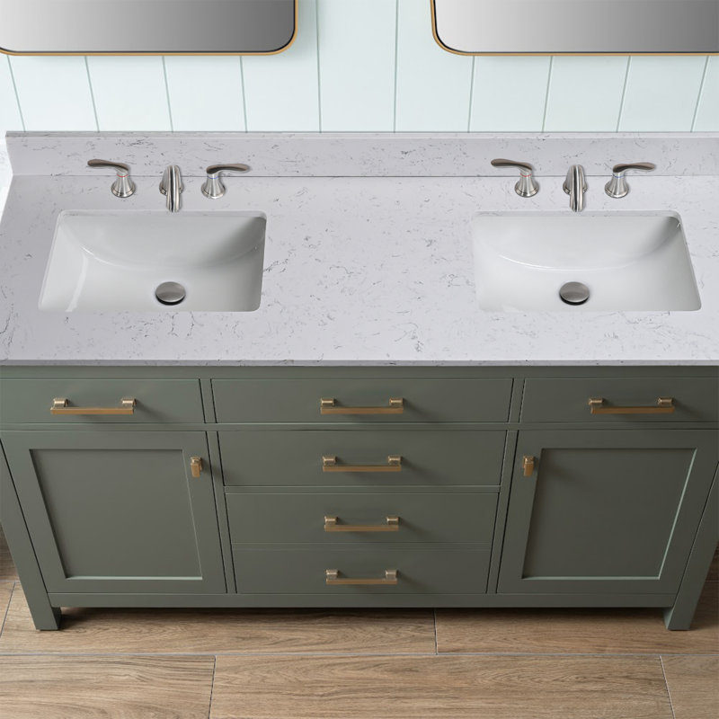 RENIST 60'' Engineered Stone Double Bathroom Vanity Top with Sink | Wayfair